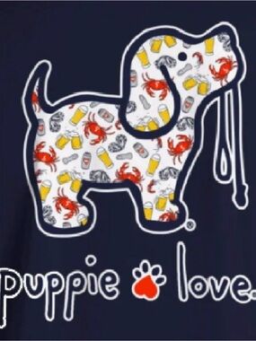 Puppie Love Rescue “Crabs and Beer” Puppie NWT Short Sleeve XL Shirt NIP